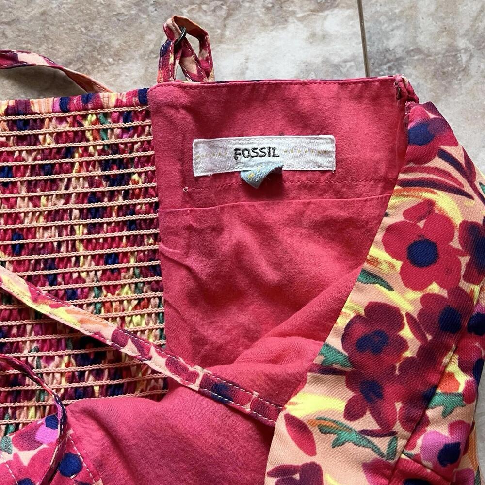 Fossil Sun Dress Floral Pattern Sz M Spaghetti Strap Sleeveless Spring Summer - Picture 15 of 15